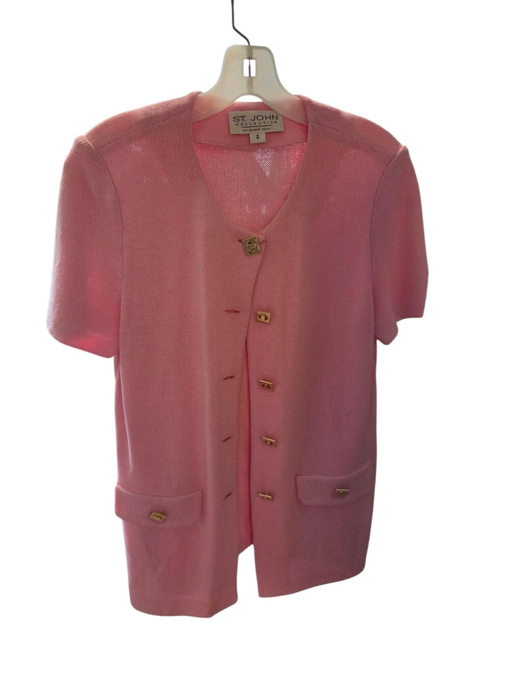 St. John Pink Santana Knit Cardigan